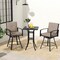 3 Pieces Patio Swivel Bar Set Included Square Table and 2 Stools With Metal Frame and Umbrella Hole